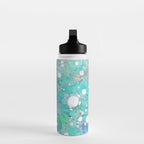 Blue Green Dreamy Marble, Minimal Abstract Pastel Graphic Design Eclectic Bohemian Painting Texture Water Bottle Gallery Image 3