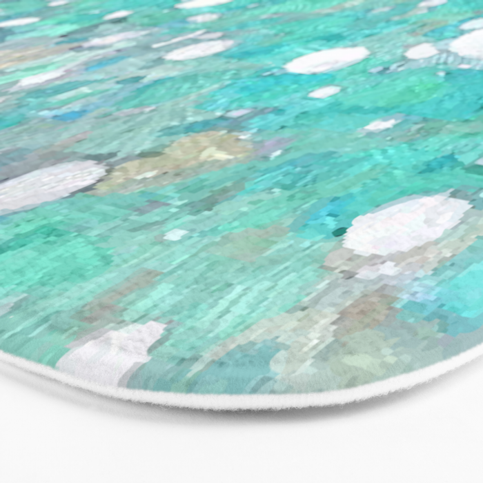 Blue Green Dreamy Marble, Minimal Abstract Pastel Graphic Design Eclectic Bohemian Painting Texture Bath Mat Gallery Image 3