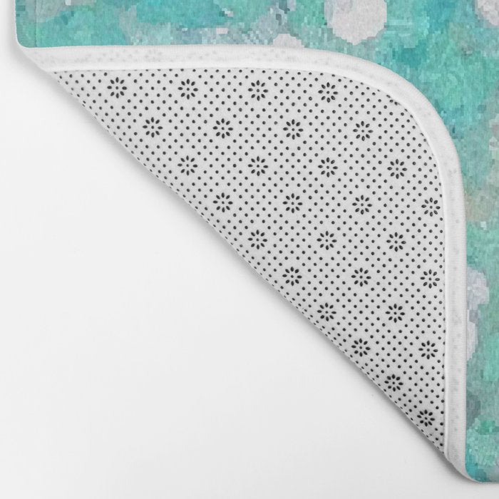 Blue Green Dreamy Marble, Minimal Abstract Pastel Graphic Design Eclectic Bohemian Painting Texture Bath Mat Gallery Image 2