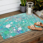 Blue Green Dreamy Marble, Minimal Abstract Pastel Graphic Design Eclectic Bohemian Painting Texture Outdoor Rug Gallery Image 2