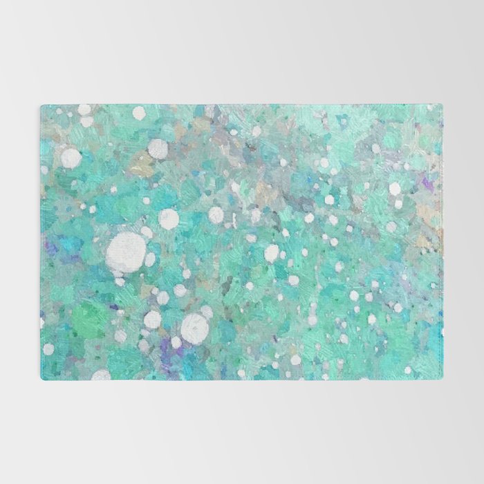 Blue Green Dreamy Marble, Minimal Abstract Pastel Graphic Design Eclectic Bohemian Painting Texture Rug Gallery Image 2