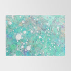 Blue Green Dreamy Marble, Minimal Abstract Pastel Graphic Design Eclectic Bohemian Painting Texture Rug Gallery Image 2