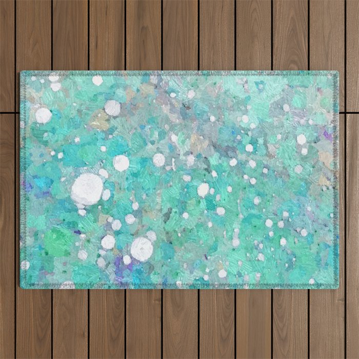 Blue Green Dreamy Marble, Minimal Abstract Pastel Graphic Design Eclectic Bohemian Painting Texture Outdoor Rug Gallery Image 1