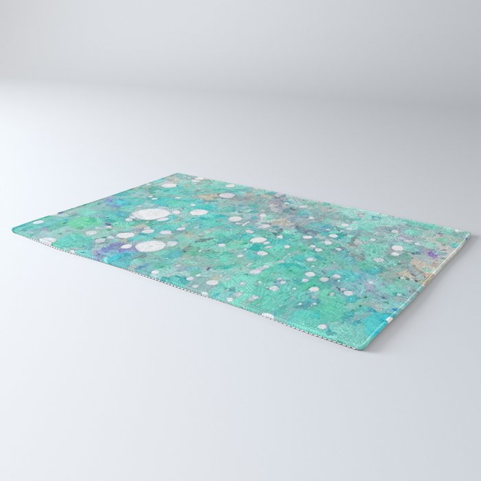 Blue Green Dreamy Marble, Minimal Abstract Pastel Graphic Design Eclectic Bohemian Painting Texture Rug Gallery Image 3