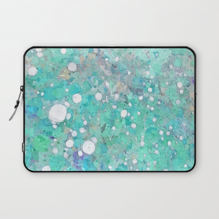 Blue Green Dreamy Marble, Minimal Abstract Pastel Graphic Design Eclectic Bohemian Painting Texture Laptop Sleeve Gallery Image 1