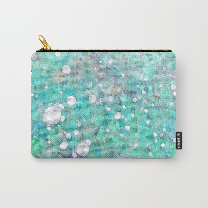 Blue Green Dreamy Marble, Minimal Abstract Pastel Graphic Design Eclectic Bohemian Painting Texture Carry All Pouch Gallery Image 1
