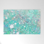 Blue Green Dreamy Marble, Minimal Abstract Pastel Graphic Design Eclectic Bohemian Painting Texture Welcome Mat Gallery Image 1