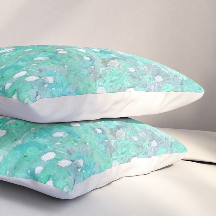 Blue Green Dreamy Marble, Minimal Abstract Pastel Graphic Design Eclectic Bohemian Painting Texture Pillow Sham Gallery Image 3