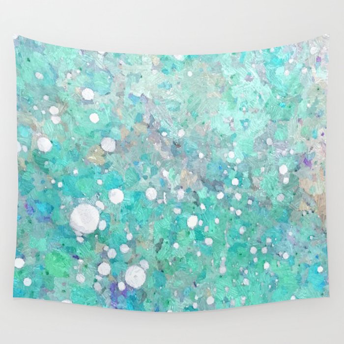 Blue Green Dreamy Marble, Minimal Abstract Pastel Graphic Design Eclectic Bohemian Painting Texture Wall Tapestry Gallery Image 4