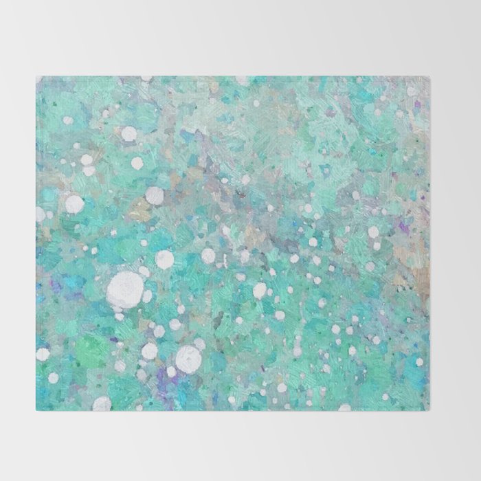Blue Green Dreamy Marble, Minimal Abstract Pastel Graphic Design Eclectic Bohemian Painting Texture Throw Blanket Gallery Image 2