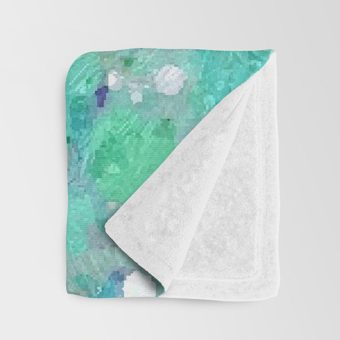 Blue Green Dreamy Marble, Minimal Abstract Pastel Graphic Design Eclectic Bohemian Painting Texture Throw Blanket Gallery Image 3