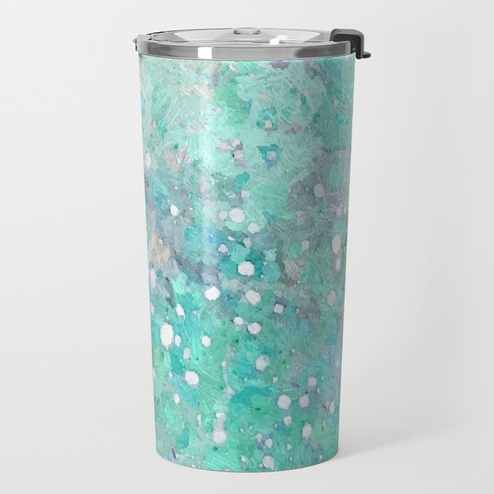 Blue Green Dreamy Marble, Minimal Abstract Pastel Graphic Design Eclectic Bohemian Painting Texture Travel Mug Gallery Image 2