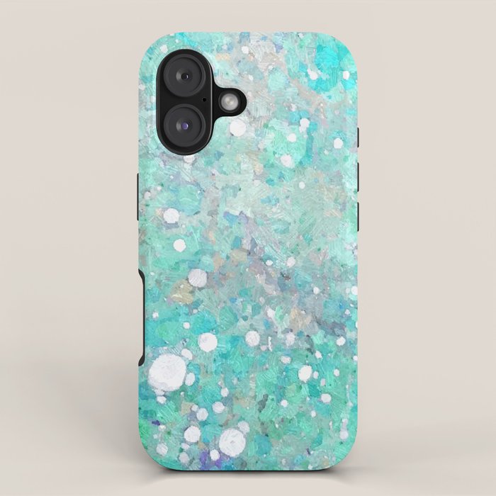 Blue Green Dreamy Marble, Minimal Abstract Pastel Graphic Design Eclectic Bohemian Painting Texture iPhone Case Gallery Image 1