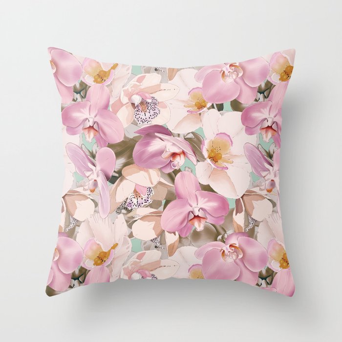 Lush Pink Tropical Flowers I Throw Pillow Gallery Image 6