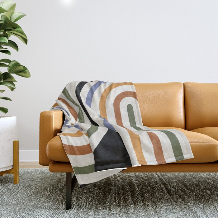 Bold Curvature Stripes VIII Throw Blanket Gallery Image 1