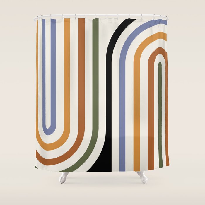 Bold Curvature Stripes VIII Shower Curtain Gallery Image 1