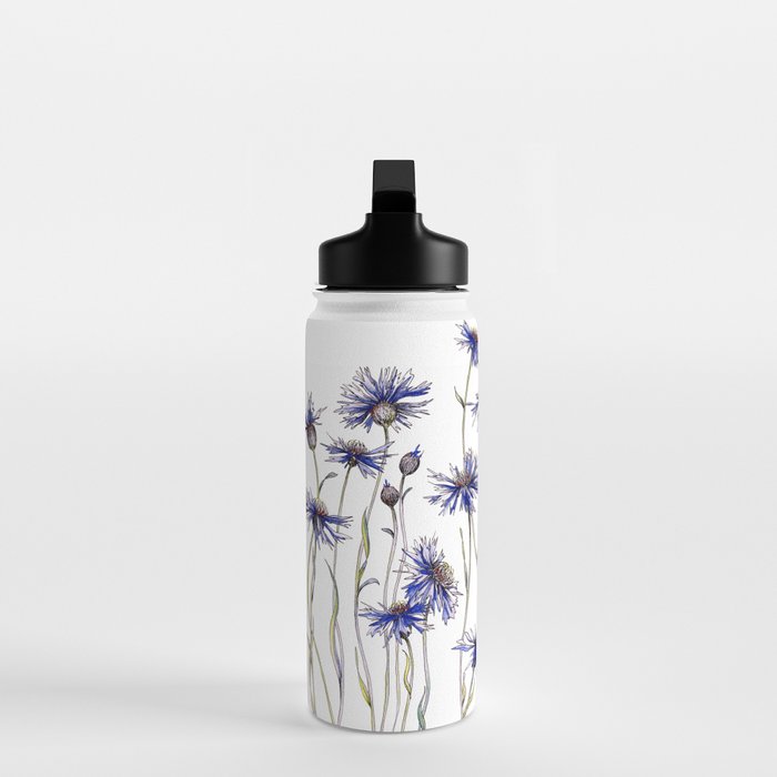 Blue Cornflowers, Illustration Water Bottle Gallery Image 3