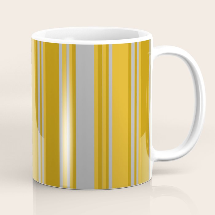 Dark Gray, Dark Goldenrod, and Goldenrod Colored Pattern of Stripes Coffee Mug Gallery Image 1