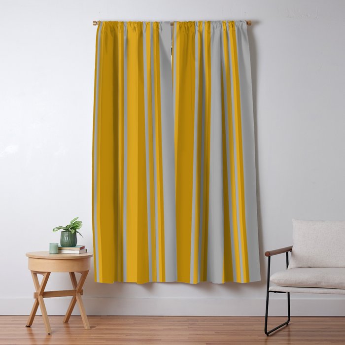 Dark Gray, Dark Goldenrod, and Goldenrod Colored Pattern of Stripes Window Curtain Gallery Image 5