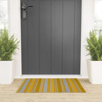Dark Gray, Dark Goldenrod, and Goldenrod Colored Pattern of Stripes Welcome Mat Gallery Image 3