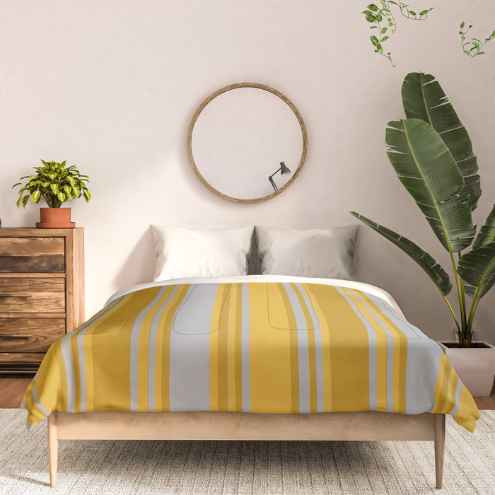 Dark Gray, Dark Goldenrod, and Goldenrod Colored Pattern of Stripes Comforter Gallery Image 3