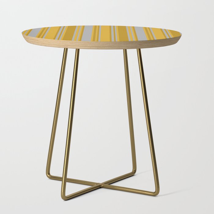 Dark Gray, Dark Goldenrod, and Goldenrod Colored Pattern of Stripes Side Table Gallery Image 1
