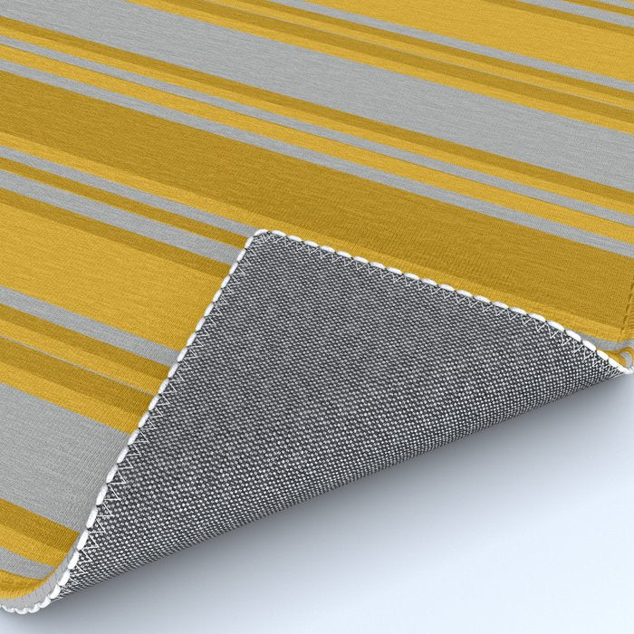 Dark Gray, Dark Goldenrod, and Goldenrod Colored Pattern of Stripes Rug Gallery Image 4