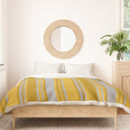 Dark Gray, Dark Goldenrod, and Goldenrod Colored Pattern of Stripes Duvet Cover Gallery Image 3