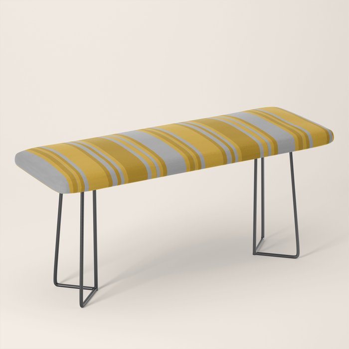 Dark Gray, Dark Goldenrod, and Goldenrod Colored Pattern of Stripes Bench Gallery Image 1