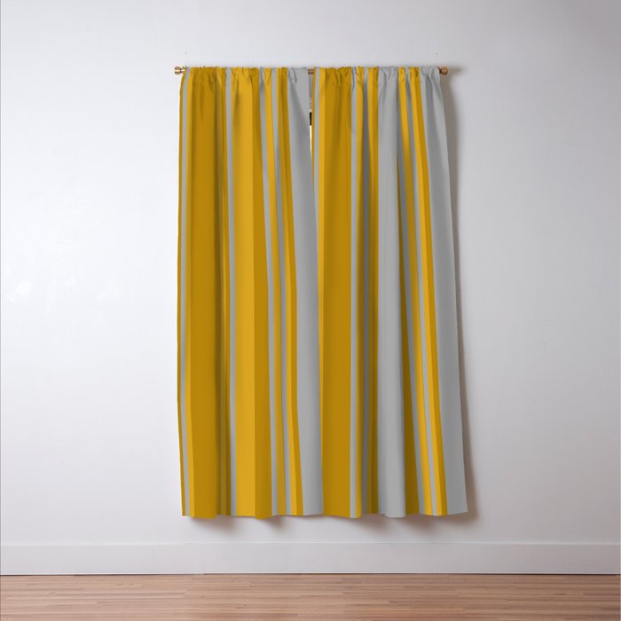 Dark Gray, Dark Goldenrod, and Goldenrod Colored Pattern of Stripes Window Curtain Gallery Image 3
