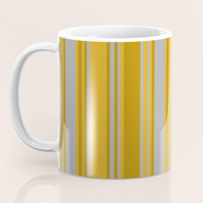 Dark Gray, Dark Goldenrod, and Goldenrod Colored Pattern of Stripes Coffee Mug Gallery Image 3