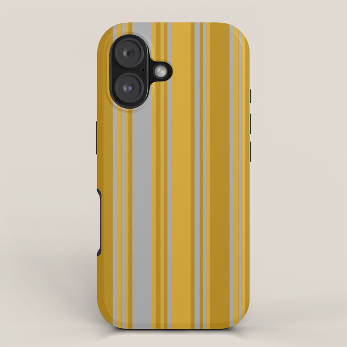 Dark Gray, Dark Goldenrod, and Goldenrod Colored Pattern of Stripes iPhone Case Gallery Image 1