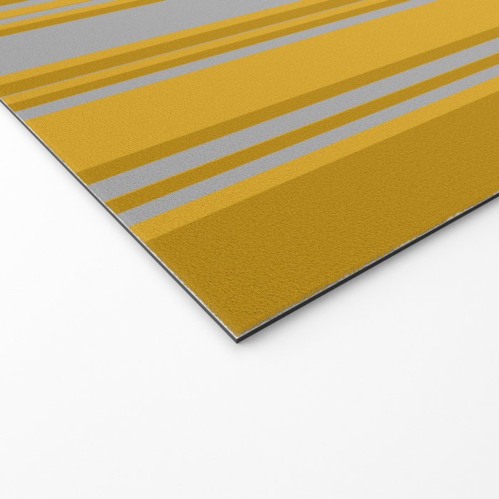 Dark Gray, Dark Goldenrod, and Goldenrod Colored Pattern of Stripes Welcome Mat Gallery Image 2