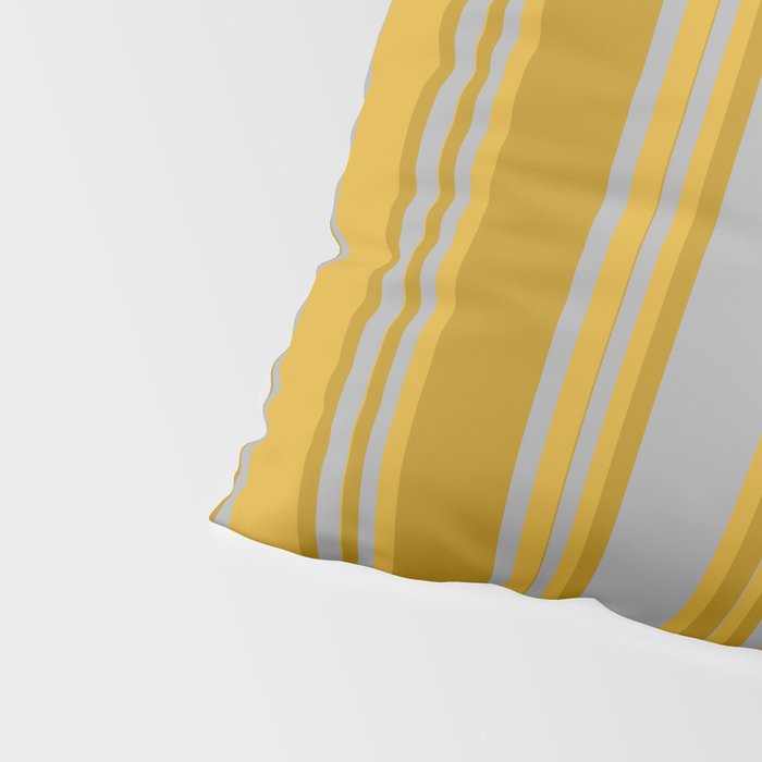 Dark Gray, Dark Goldenrod, and Goldenrod Colored Pattern of Stripes Pillow Sham Gallery Image 4