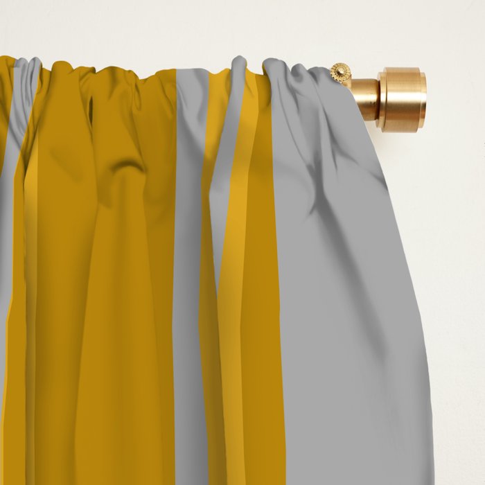Dark Gray, Dark Goldenrod, and Goldenrod Colored Pattern of Stripes Window Curtain Gallery Image 2