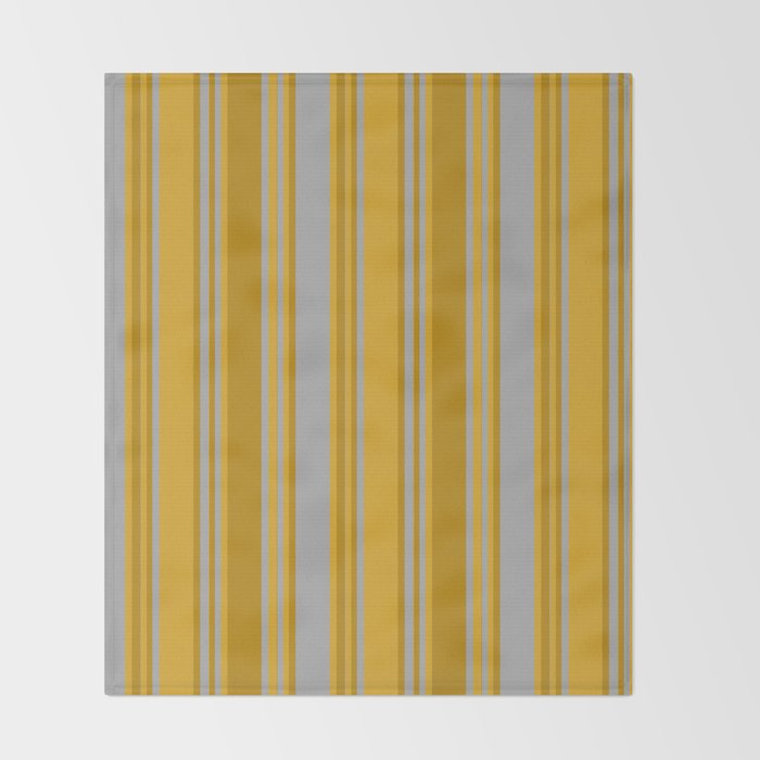 Dark Gray, Dark Goldenrod, and Goldenrod Colored Pattern of Stripes Throw Blanket Gallery Image 2