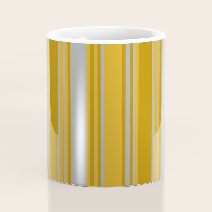 Dark Gray, Dark Goldenrod, and Goldenrod Colored Pattern of Stripes Coffee Mug Gallery Image 4