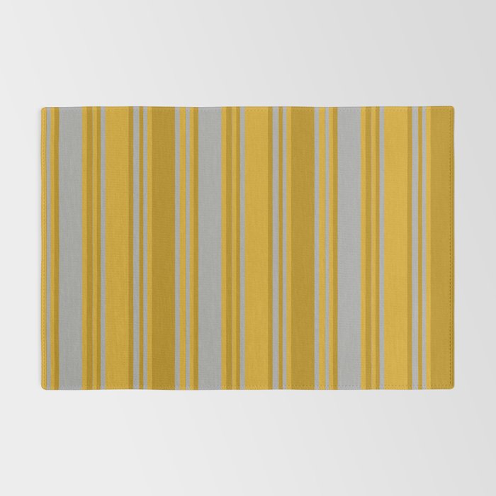 Dark Gray, Dark Goldenrod, and Goldenrod Colored Pattern of Stripes Rug Gallery Image 2