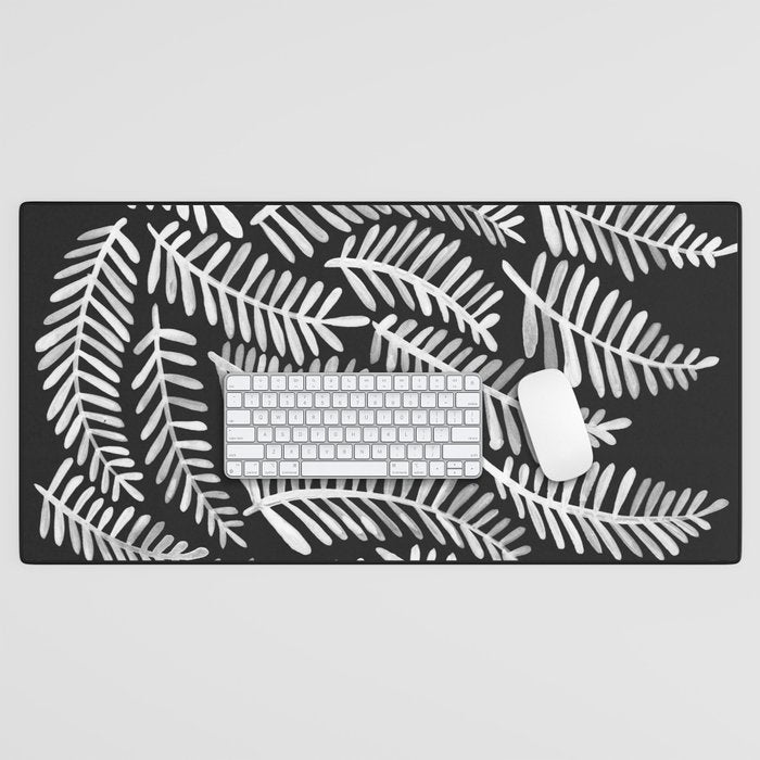 Modern Fronds - White on Black Palette Desk Mat Gallery Image 1