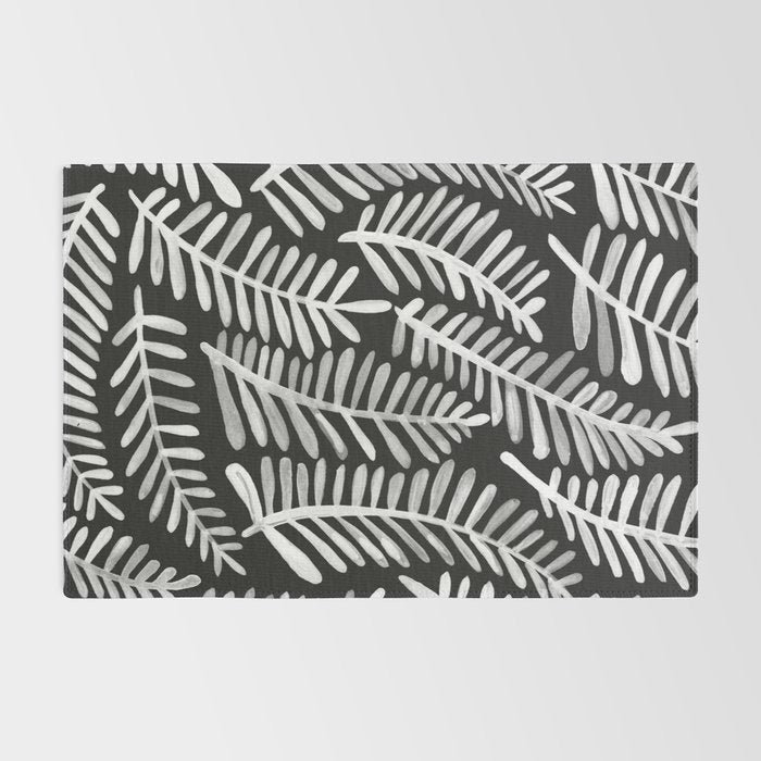 Modern Fronds - White on Black Palette Rug Gallery Image 2