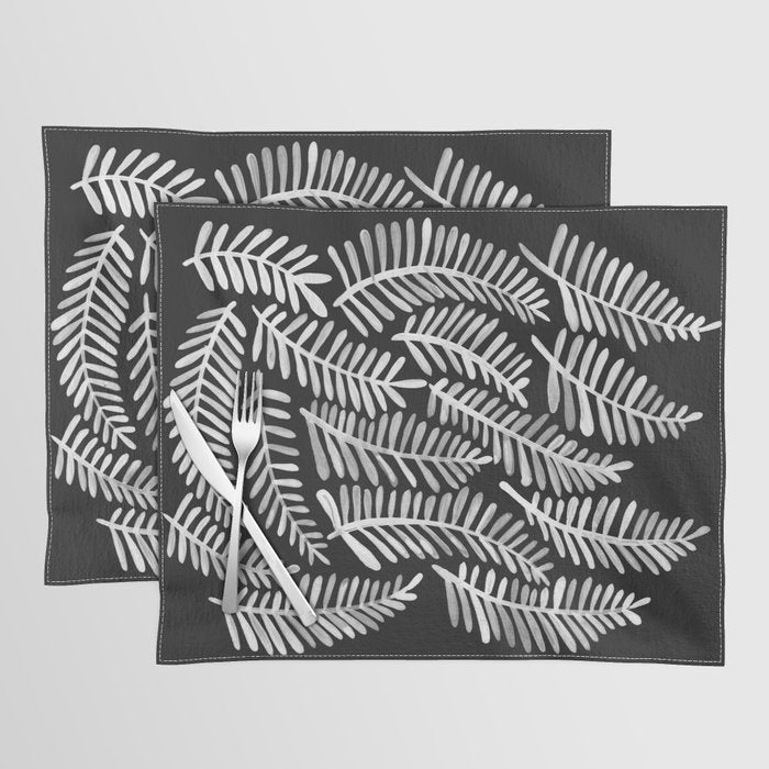 Modern Fronds - White on Black Palette Placemat Gallery Image 1
