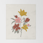 Colorful Minimal Line Art Magnolia Throw Blanket Gallery Image 2