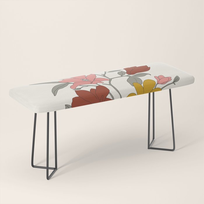 Colorful Minimal Line Art Magnolia Bench Gallery Image 1