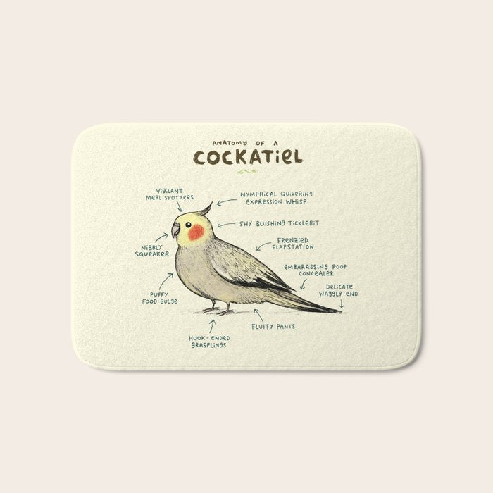 Anatomy of a Cockatiel Bath Mat Gallery Image 1