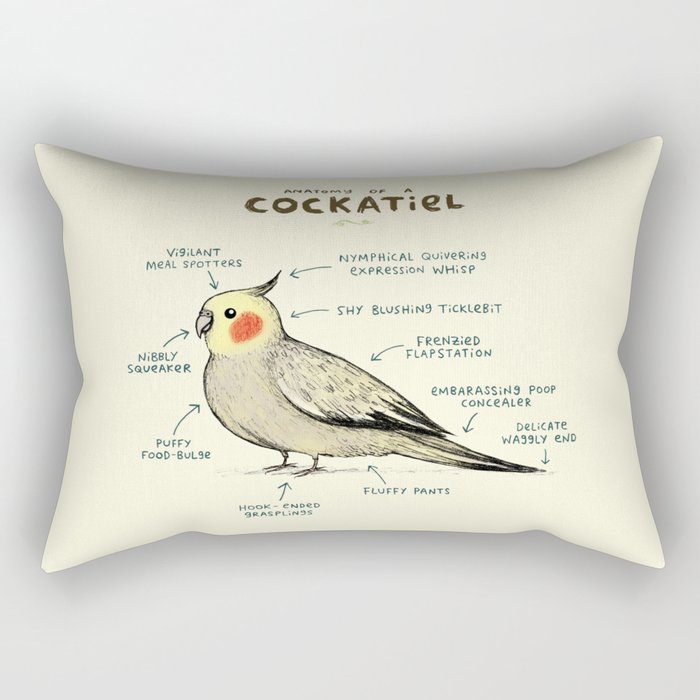 Anatomy of a Cockatiel Rectangular Pillow Gallery Image 2