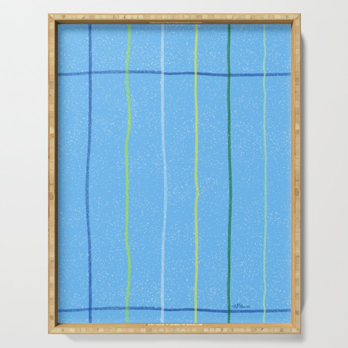 Textured Picnic Pattern in Sky Blue Serving Tray Gallery Image 1