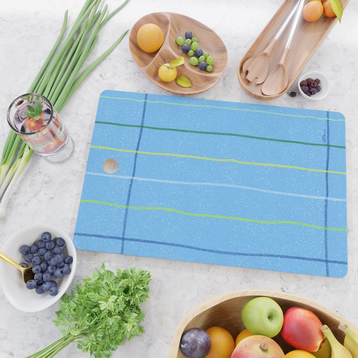Textured Picnic Pattern in Sky Blue Cutting Board Gallery Image 2
