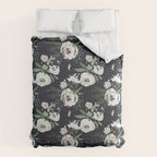Blush pink white green black watercolor modern floral Comforter Gallery Image 6