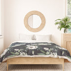Blush pink white green black watercolor modern floral Duvet Cover Gallery Image 3