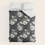 Blush pink white green black watercolor modern floral Duvet Cover Gallery Image 6